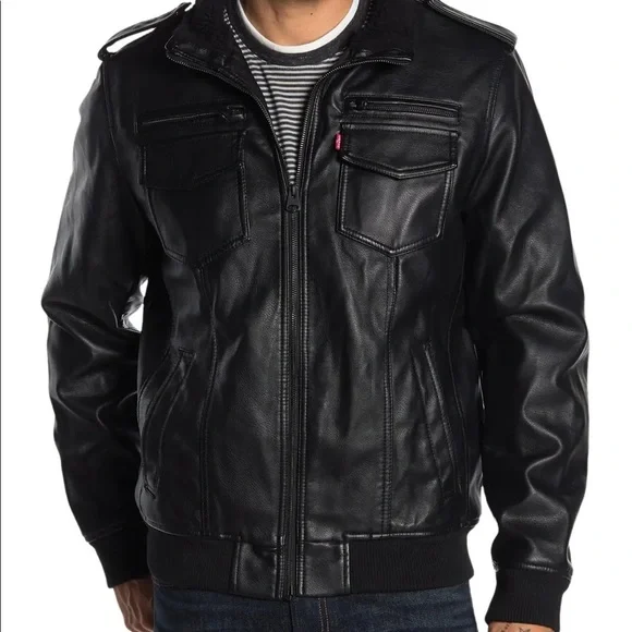 levi's faux leather & faux shearling bomber jacket - Picture 3 of 6